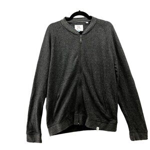 Steel & Jelly‎ Full Zip Sweater Mens Large L Gray Textured Knit Cotton Blend